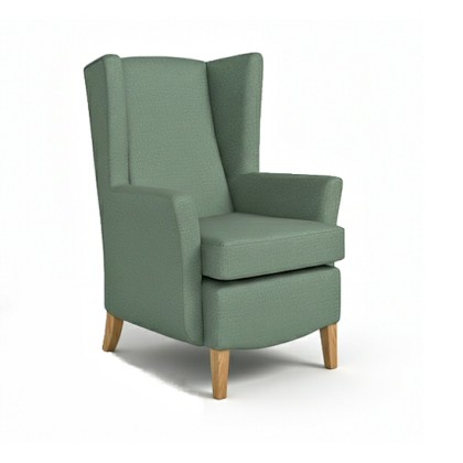 Granada contract wing chair for elderly care in dual fabric upholstery